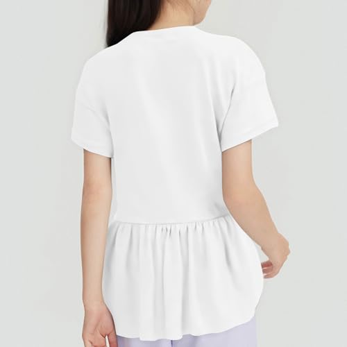 Girls Basic T-Shirt Kids Fashion Short Sleeve with Flowy Hem Cute Teen Girls Summer Casual Blouse Holiday Clothing4