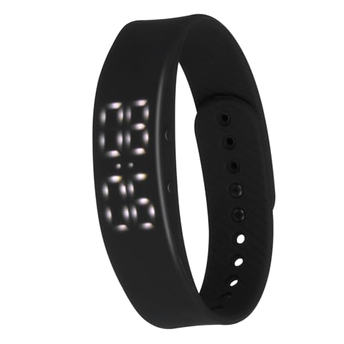 Montre réglable sport SHINEOFI en silicone noir dotée d'un bracelet LED de fitness connecté