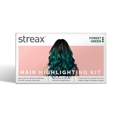 Streax Mini Highlight Kit, Forest Green, Green Hair Colour I For Women | Rich, Vibrant, Easy To Use, Diy Application, 55 Gram, 1 Count
