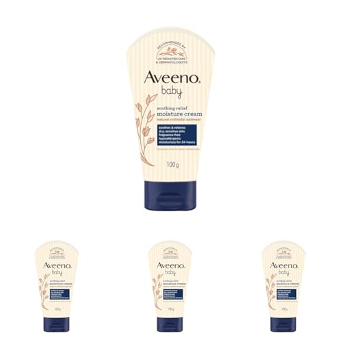 Image of Aveeno Baby Soothing Relief Moisture Cream 100G 24-Hour Protection Dry, Itchy, Sensitive Skin|Clinically Proven|Active Oats|Us Pediatrician Recommended|Hypoallergenic, Fragrance-Free & Paraben-Free