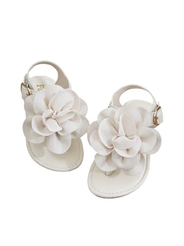GORGLITTER Girl's Sandals 3d Flower Rubber Open Toe Thone Vacation Flat Sandals with Back Strap