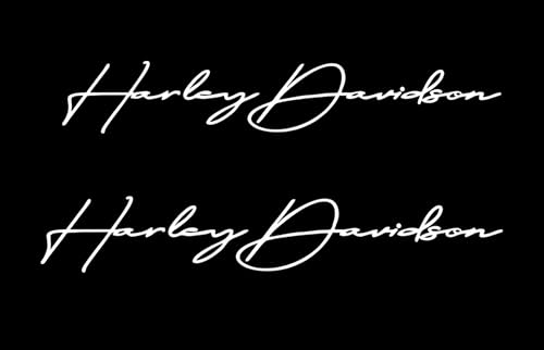 handscript Decal 2"x10" Moto Harley #2 (Right and Left) Piece Waterproof, Easy to Apply. (White)