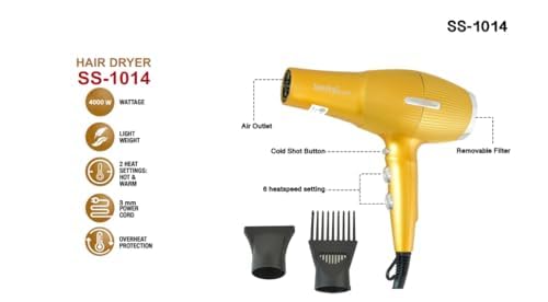 Diagram of Seesky SS-1014 Hair Dryer components and features