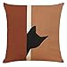 GSDFSD Fundas De Almohada Marrón Lindo Dibujos Animados Gato 40X40Cm Fundas De Cojín Funda De Cojín Cuadrado Suave Fundas Cojines Decorativos para Exterior Sofa Dormitoriocon