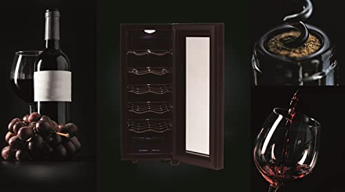 Foto von Zilan Weinkühlschrank 33 Liter 12 Flaschen LED Beleuchtung Weinkühler Mini Kühlschrank Minibar mit Glastür Weinklimakühlschrank