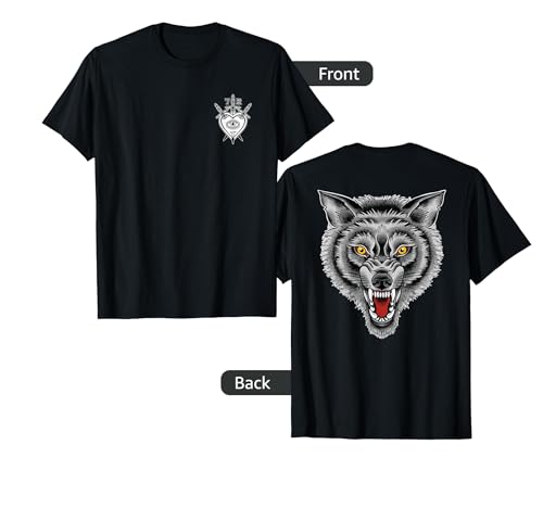 Snarling Wolf Tattoo, American Traditional Tattoo Art T-Shirt