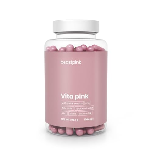 BeastPink Vita Pink - Integratore Multivitaminico per la Donna con Vitamine B6, B9, B12, C, A, D, K2 - Vitamine Donna per Sistema Immunitario, Pelle Sana, Energia, Vista e Ossa Sane, 120 cps