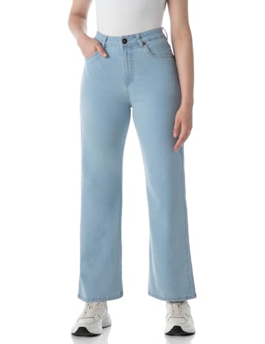 Image of INKD Women's Wide Leg Jeans - High-Rise | Stretchable | Enzyme Wash | Classic 5 Pocket Styling | Jeans for Women (Available in Plus Sizes)