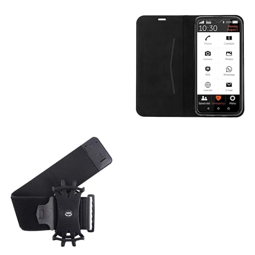 BoxWave Holster Compatible with Gigaset GS5 Senior - ActiveStretch Sport Armband, Adjustable Armband for Workout and Running - Jet Black