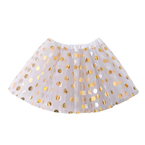 Jastore® Baby Girls' Polka Dot Tutu Glitter Ballet Triple Layer Soft Tulle Dance Skirt (0-2 Years, White) #TOP20