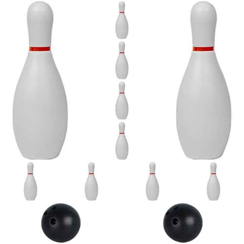 Tressify 12 Pcs Bowling Set for Preschoolers, with 10 Mini Plastic Pins 6.3 in Tall, 2 Balls 2.8 in Diameter, Reusable for Indoor Outdoor Party Games, Family Fun, Enhances Coordination