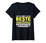 Damen Coole Patin Beste Und Verrückteste Patentante Taufpatin T-Shirt mit V-Ausschnitt