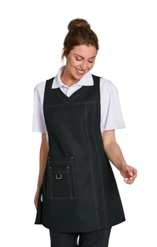 Leiber Überwurfschürze mit Kontrastnähten 08/1350 (48-56, Schwarz)