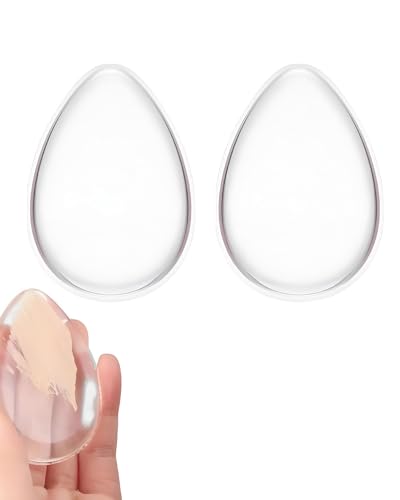 HUVZOR 2 pièces Éponge de Maquillage en Silicone Souple Réutilisable Pour Application Fond de Teint, Yeux - Sec et Humide