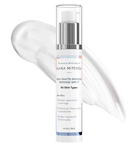 Alana Mitchell Daily Matte Face Sunscreen â€“ SPF 47 Reef Safe Sunscreen for Face â€“ Facial Sunscreen with Zinc Oxide for Skin Hydration â€“ Chemical-Free, Lightweight Face Moisturizer with SPF (4.9 oz)