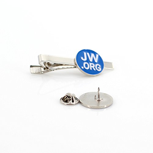 Image of Perfect JW.Org Gift-Jw.org Necktie Clip and Lapel Pin Set With JW.ORG Logo Gift Box-Round-Silver+Blue