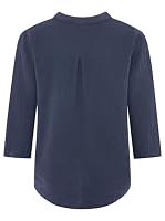 Zwillingsherz Damen Musselin Bluse Tunika Uni – Luftige Longbluse aus 100% Baumwolle – Sommer Shirt mit V-Ausschnitt und 3/4 Arm – Leichtes Oversize Oberteil für Freizeit Urlaub Strand – Ansicht 5