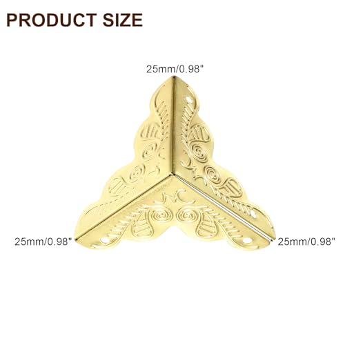 Image of uxcell 12Pcs Box Edge Guard, 25mm Decorative Box Corner Cover, Corner Protector, Vintage Stair Dust Corners with Screws, Yellow