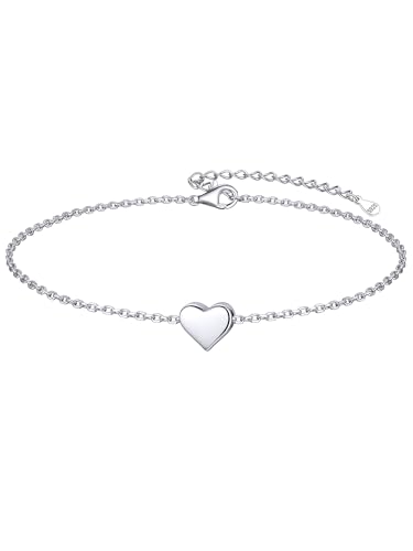 ChicSilver Bracelet Femme Coeur Argent 925 - Gourmette Femme Réglable 16+5 cm - Bijoux Bracelet Gourmette pour Femme Fille