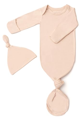 Image of Baby Noah Newborn Knotted Gown for Boy Girls, Newborn Coming Home From Hospital Outfit, Baby Tie Gown Nightgown