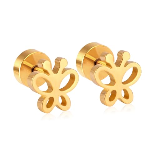Image of 18K Gold Plated Sweet Butterfly Earrings for Girls Kids | Hypoallergenic Stud Earrings | Pack of 2