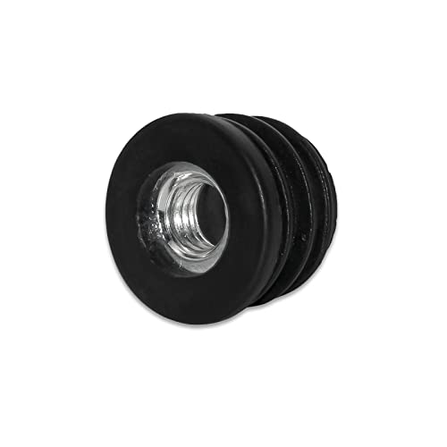 Image of Flyshop Black M8 Threaded Plastic Plugs Round Tube End Caps Tubing Plugs Inserts Furniture Glider 22 mm Diameter 4 Pcs