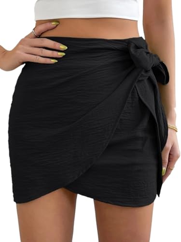 Women's Flowy Trendy Skirt Solid High Waist Wrap Skirt
