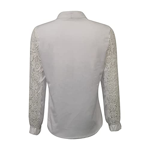 Tops femininos de gola alta sexy moda tops meio botão costura renda camisa feminina exercício, Branc