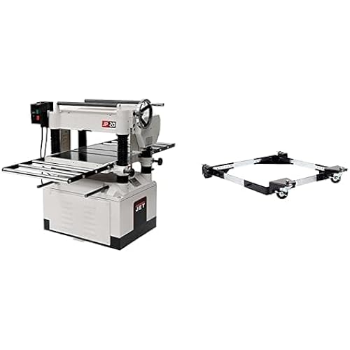 JET 20-Inch Planer, 4 High-Speed Steel Knives, Mobile Base, 3 HP, 230V 1Ph (JWP-208-1) + Mobile Base (708119)