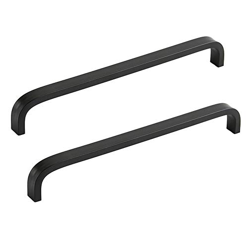 ANSIEDIO 2pcs Black Aluminum Alloy Cabinet Cupboard Closet Wardrobe Door Drawer Knobs Pull Handles (192mm)