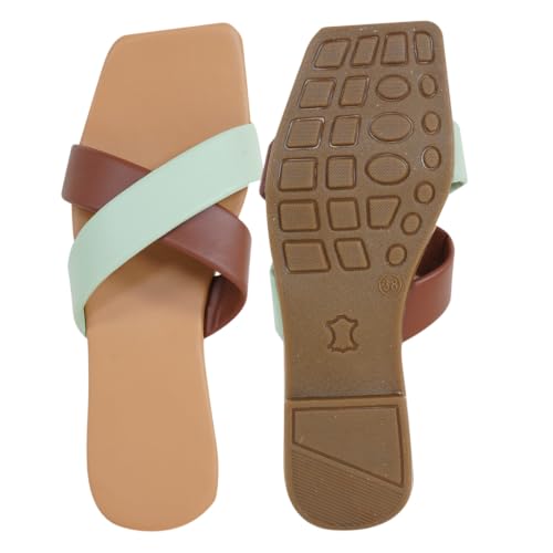 Image of TIGER COLLECTIONS Women's Flat Cross Strap Slippers | Comfortable Open Toe Casual Slip-On Sandals | Lightweight Anti-Skid Daily Wear Fashion Flats for Women & Girls