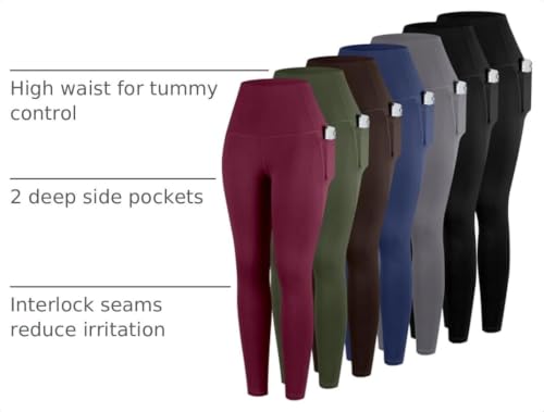 Image of ATHVOTAR Leggings with Pockets for Women, 7 Packs High Waisted Workout Tummy Control Yoga Pants