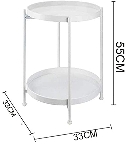 Image of End Table,Folding Metal Side Table Coffee Table Sofa Side Table for Living Room Bedroom Balcony and Office (Colour-White-2)