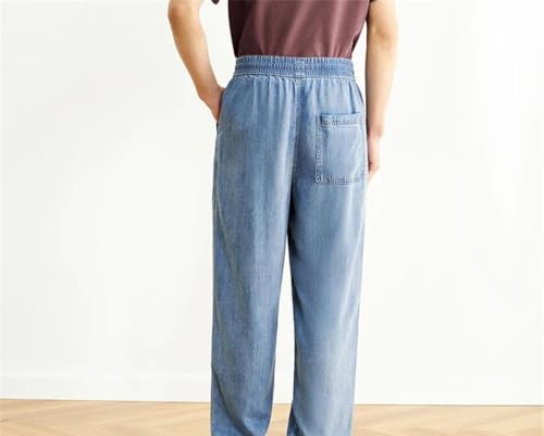 Men Jeans Loose Fit Ankle Length Denim Pants Versatile Summer Casual Office Work Trousers3