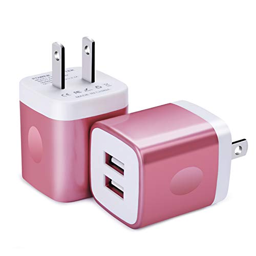 Wall Charger, FiveBox 2Pack Dual Port USB Wall Charger Brick 2.1A Phone Charger Cube Charging Block Plug Charger Box Charging Base for iPhone X/8/6/6s/7 Plus, iPad, Samsung S9 S8 S7 S6, Android, LG