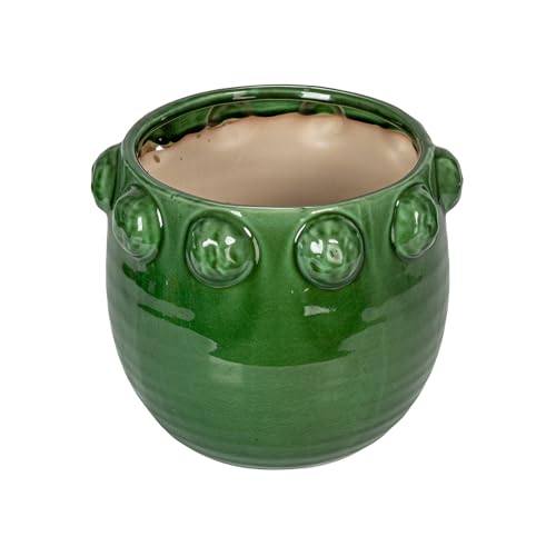 Creative Co-Op Terra-Cotta Planter with Raised Dots, Green