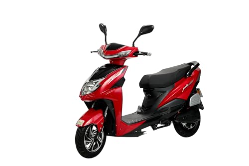 Image of AMO Electric Scooter Jaunty Pro Lithium Two Wheeler 70Km-100Km Low Speed Non-RTO in Red with Portable Charger Ex-Showroom