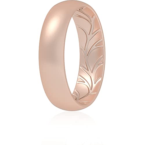 ThunderFit Women Silicone Wedding Bands, Breathable Leaf Cross Pattern Engagement Rings 5.5mm Wide 1.6mm Thick - 1/4 Variety Multipack