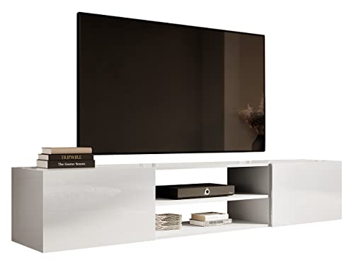 Mirjan24 TV Schrank Slide 200K mit 2 Fächern und 2 Klappen, Griffloses Öffnungssystem, Hängeschrank, Fernsehschrank, TV Lowboard, Fernsehtisch, Unterschrank, TV Tisch (weiß/weiß Hochglan) Mirjan24 TV Schrank Slide 200K mit 2 Fächern und 2 Klappen, Griffloses Öffnungssystem, Hängeschrank, Fernsehschrank, TV Lowboard, Fernsehtisch, Unterschrank, TV Tisch (weiß/weiß Hochglan)