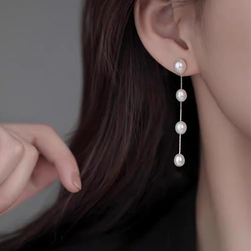 Sereney Sterling Silver Pearl Earrings for Women, Pearl Dangle Earrings for Bride as Wedding Earrings Freshwater Pearl Drop Jewelry as Bridesmaid Earrings Pearl Jewelry as Birthday Gifts 5
