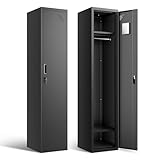 DNA MOTORING Metal Storage Cabinet for Employees with Keys, 71' Employees Metal Locker with 1 Doors, Tall Storage Lockers for Garage,Office,Home,Gym, Black, TOOLS-00787-BK-BK