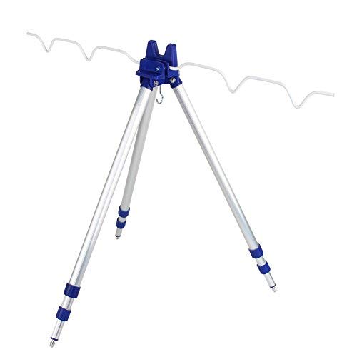 Yosoo Teleskop-Angelrute Stativ, 3-Abschnitt Angelrutenhalter, Aluminium Dreibein-Stativ Unterstützung, Blau