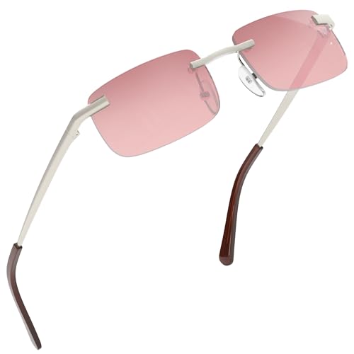 Image of grinderPUNCH Small Slim 90's Popular Nineties Rectangular Sunglasses Clear Rimless Eyewear