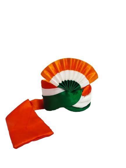 priyakant safawala Traditional Handstitch Ready to Wear Tricolor Safa (Pheta/Pagdi/Turban) for Republic Day/Independence Day Traditional Function Use It [Tri, Free Size]-picture-48