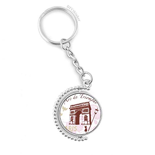 Porte-clé Arc de Triomphe rotatif pour trousseau de clés de maison et voiture