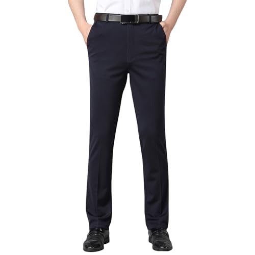 Men's Dress Pants Tall Classic Fit Flex Expandable Waist Flat Front Wrinkle-Free Formal Pants for Business and Office