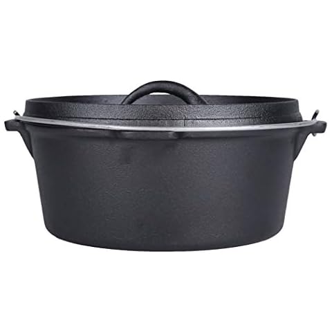 30cm black soup pot picnic pot hot pot outdoor flat-bottomed iron pan gas induction cooker general (size: 11.8 inches long x 3.9 inches high) Cover