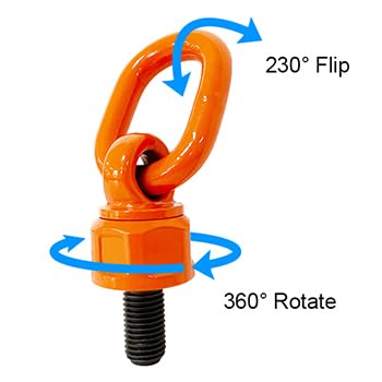 Image of 2 Pcs Eye Bolt M12x19 Max Load 0.7 Tons Metric Thread Universal Swivel Hoist Rings 360Rotation Made of Alloy Steel, Tensile Strength > 1080MPa