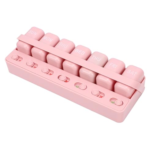 Denash L'organizer Viaggio per Tablet con Promemoria, Scatola Portatile per Tablet 7 Giorni per Vitamine e Pillole (PINK)