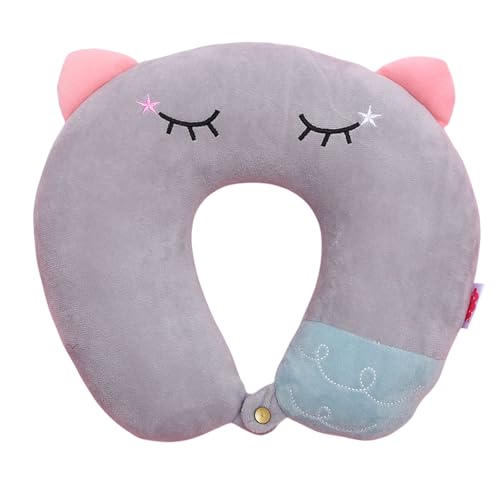 Ruarby Almohada de cuello de dibujos animados para la oficina, siesta, viajes, forma amigable, espuma viscoelástica, almohada de viaje de animales